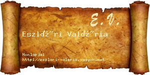 Eszlári Valéria névjegykártya